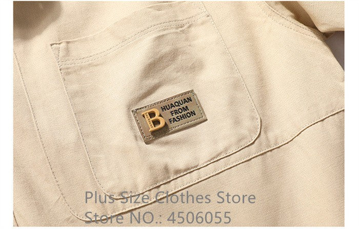 Loose Casual Boys Shirts Outdoor Long Sleeve Army Green Cotton 7XL 8XL 9XL 10XL 150KG Plus Size Cargo Blouses Black Men Clothes