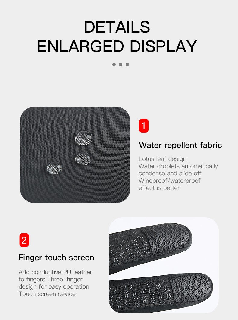 Luvas Térmicas Touchscreen para Ciclismo e Direção à Prova D'água, Antiderrapantes e Resistentes ao Vento para o Inverno (Femininas e Masculinas)