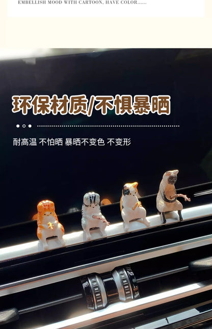 Gato-pescador Decoração de Interiores de Carro Resina Fofa com Óculos de Tubo Pingente para Retrovisor de Carro Saída de Ar para Acessórios de Carro