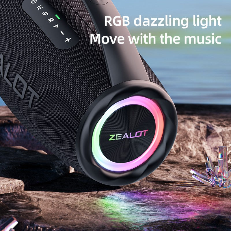 Caixa de Som Bluetooth ZEALOT-S97 80W Potente, Sem Fio com Alça Portátil, para Festa, Acampamento, Luz Colorida RGB