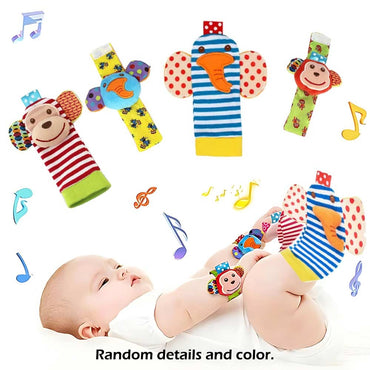4pcs/Set Baby Infant Wrist Rattle Socks Toys 0-12 Month Girl Boy Early Educational Development Cute Toddlers Sensory Gifts