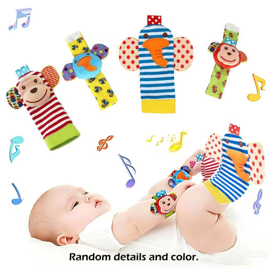 4pcs/Set Baby Infant Wrist Rattle Socks Toys 0-12 Month Girl Boy Early Educational Development Cute Toddlers Sensory Gifts
