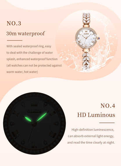 OLEVS 9971 Women Watch Luxury Brand Quartz Watch Fashion Unique Design Diamond Mermaid Bracelet Dress Watch Women Elegant Watch