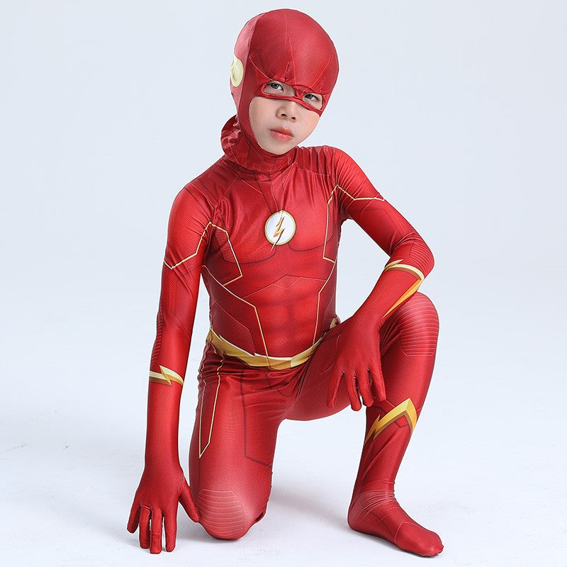 Flash Adult Children Cosplay Costumes Superhero Jumpsuit Including Headgear Halloween carnival Dressing Up