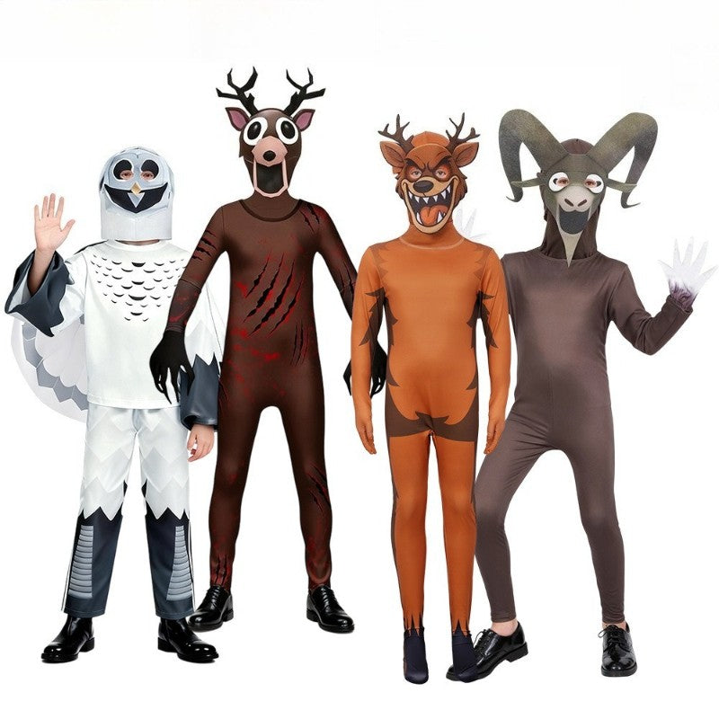 Game 99 Nights in The Forest Owl Monster The Ram Costume Adult Secret The Horror Deer VS Owl Costumes Cartoon Animal Dressing