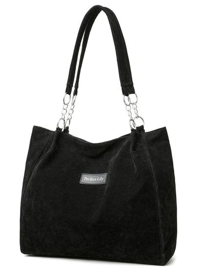 European American Autumn Winter Large Capacity Suede Women's Bag, Vintage Handbags Women Shoulder Bag, Retro Faux Suede Tote Bag