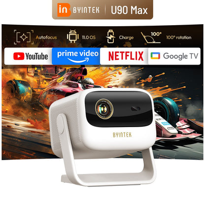 Projetor BYINTEK U90 4K Full HD1080P Cinema Android 11.0 WiFi Mini Portátil 1080P Home Theater Vídeo Projetor DLP com Bateria