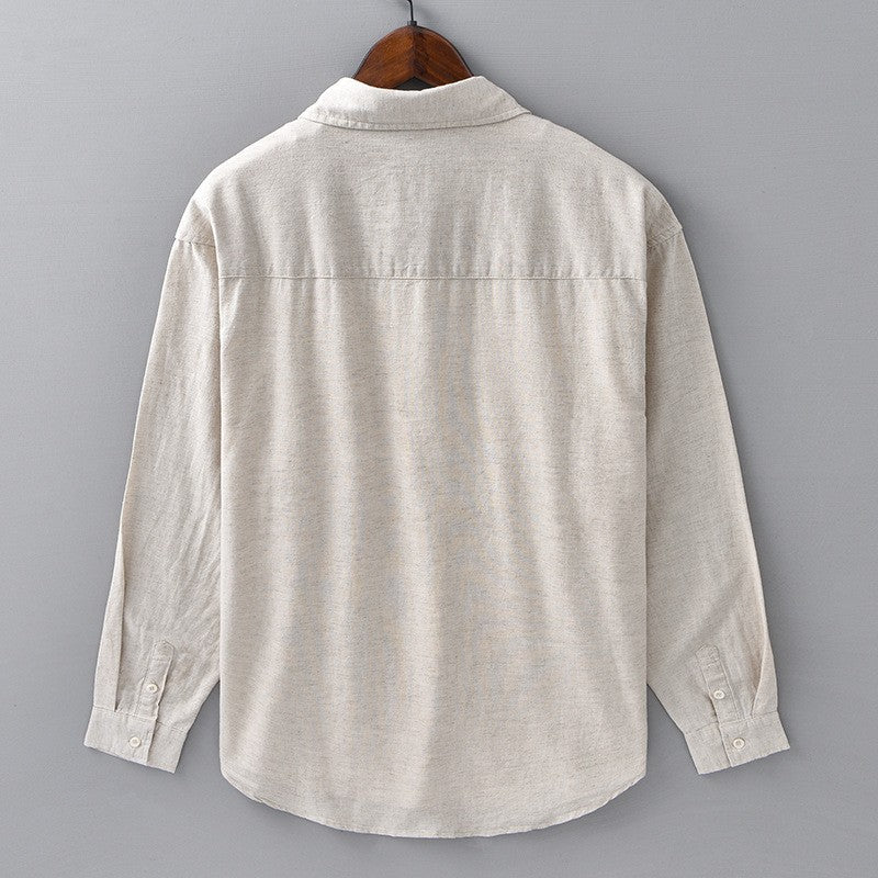Men's Cotton-Linen Long Sleeve Shirt – Lightweight, Breathable, Vintage-Inspired Business Casual Shirt for Spring/Summer Fashion