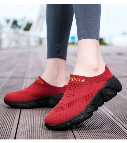 Men And Woman Sneakers Couples Slip On Half Shoes Comfortable Ankle Sock Shoes Increase Height Casual Shoes Size 35-47