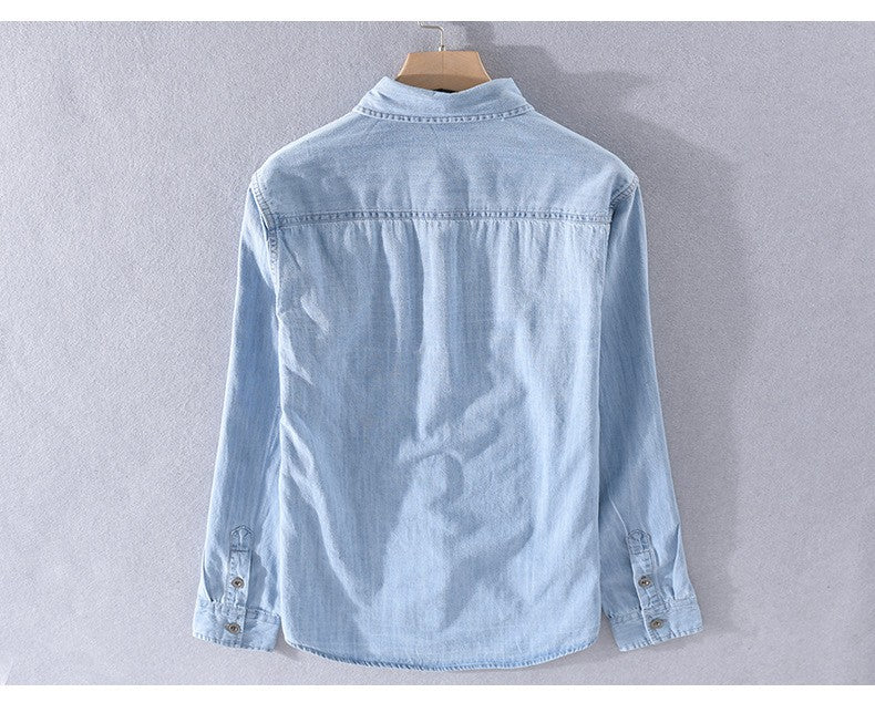 Denim shirt men's thin spring long sleeved inch clothes men's casual men's outerwear