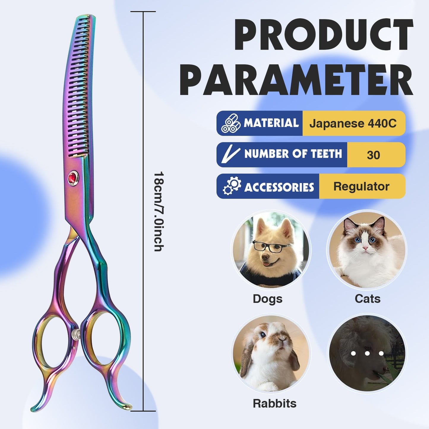 Tesoura Curva Dupla para Tosar Pelo de Cão Tesoura Profissional para Tosa de Cães Tesoura Curva para Desbaste de Pelo de Animais de Estimação