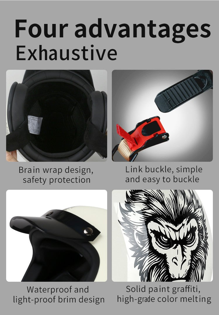 DOT Open Face Casco Moto for Motorcycle Accessories Men Moto Helmets Certificated Retro Motorcycle Helmet Cafe Racer