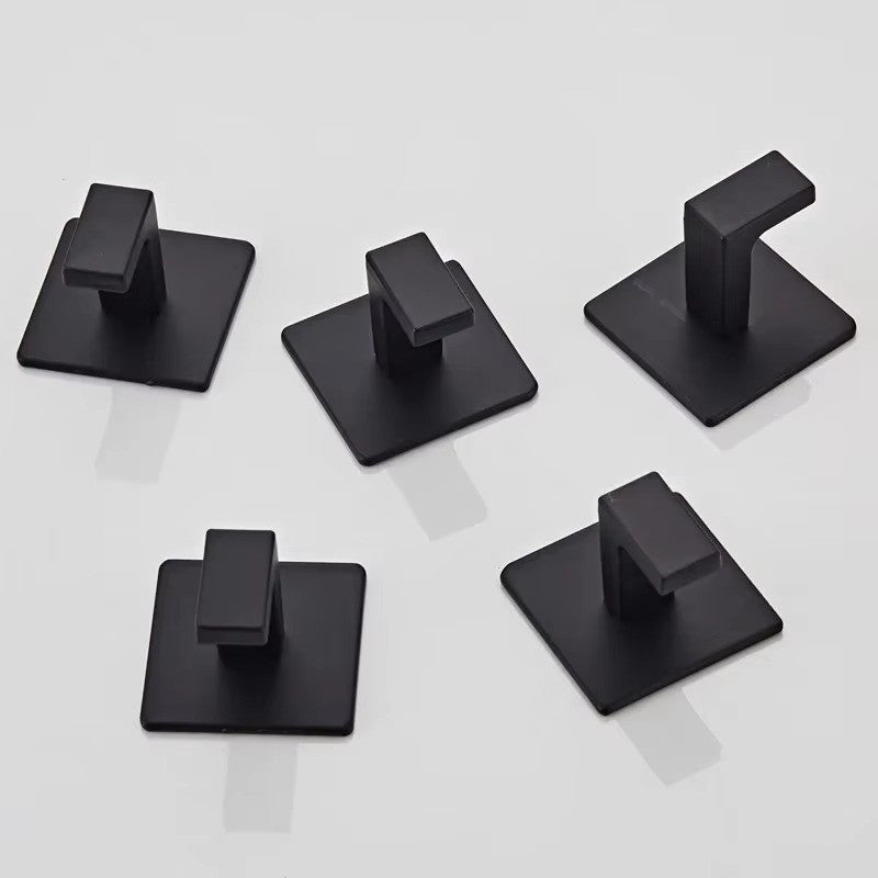1-4pcs Bathroom Adhesive Wall Black Robe Hooks Towel Hook Coat Holder Keys Clothes Hanger Bathroom Kitchen Hardware Accessories