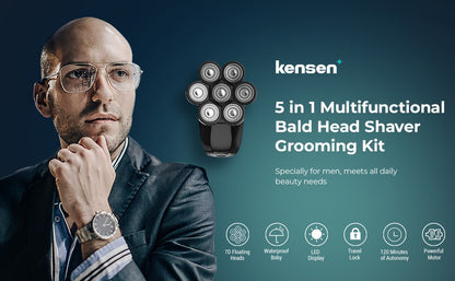 Kensen 5 In 1 Electric Shaver 7D Floating Cutter Head Rechargeable Shaver Kit For Men IPX6 Waterproof Beard Trimmer head shavers