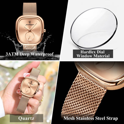 POEDAGAR Luxury Brand Woman Watch Waterproof Stainless Steel Mesh Women's Watches Fashion Elegant Quartz Ladies Wristwatch Reloj