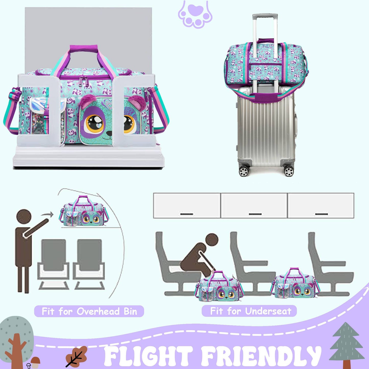 Travel Bag for Girls Lightweight Durable Spacious Carry On Tote for Weekend Gym Business Stylish Adventure Duffel