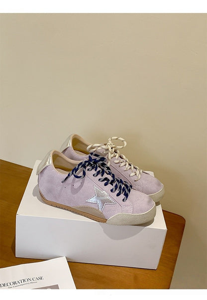 6cm de Elevação Interna Cadarços de Pato Mandarim Estrela Sapatos Sujos Femininos Vintage Sola Grossa Versátil Tênis Casual