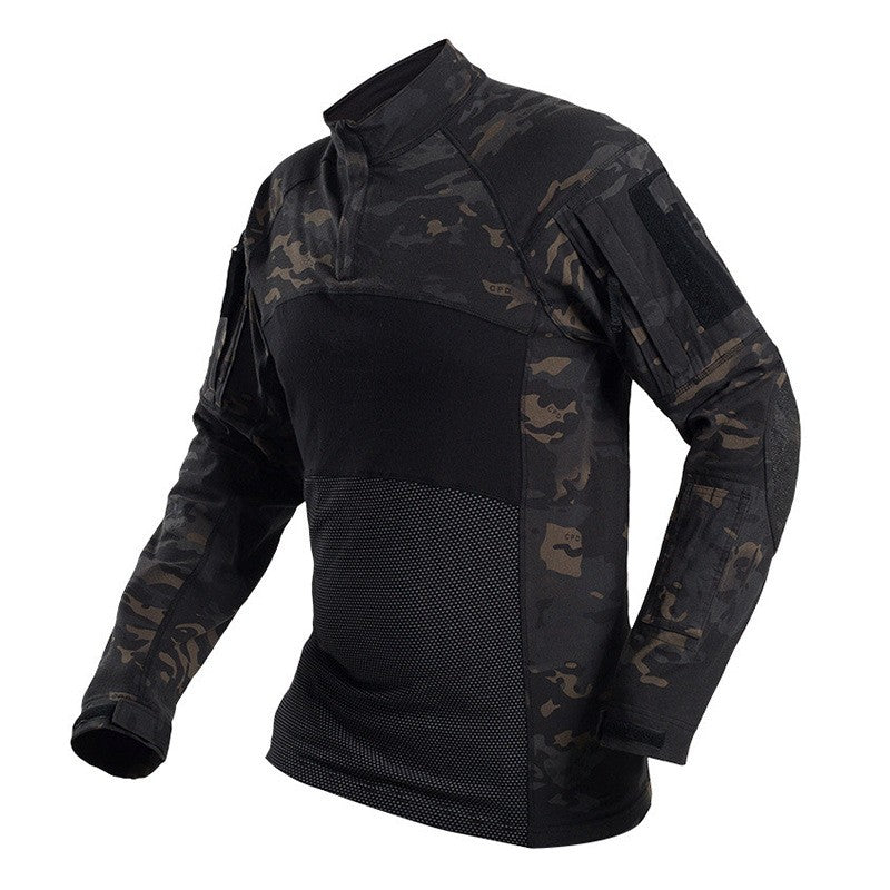 Men Casual Shirt Long Sleeve Cargo Shirts For Men Quick Dry Camo Work Shirt Pocket Shirt Blouses Male Clothes 3XL
