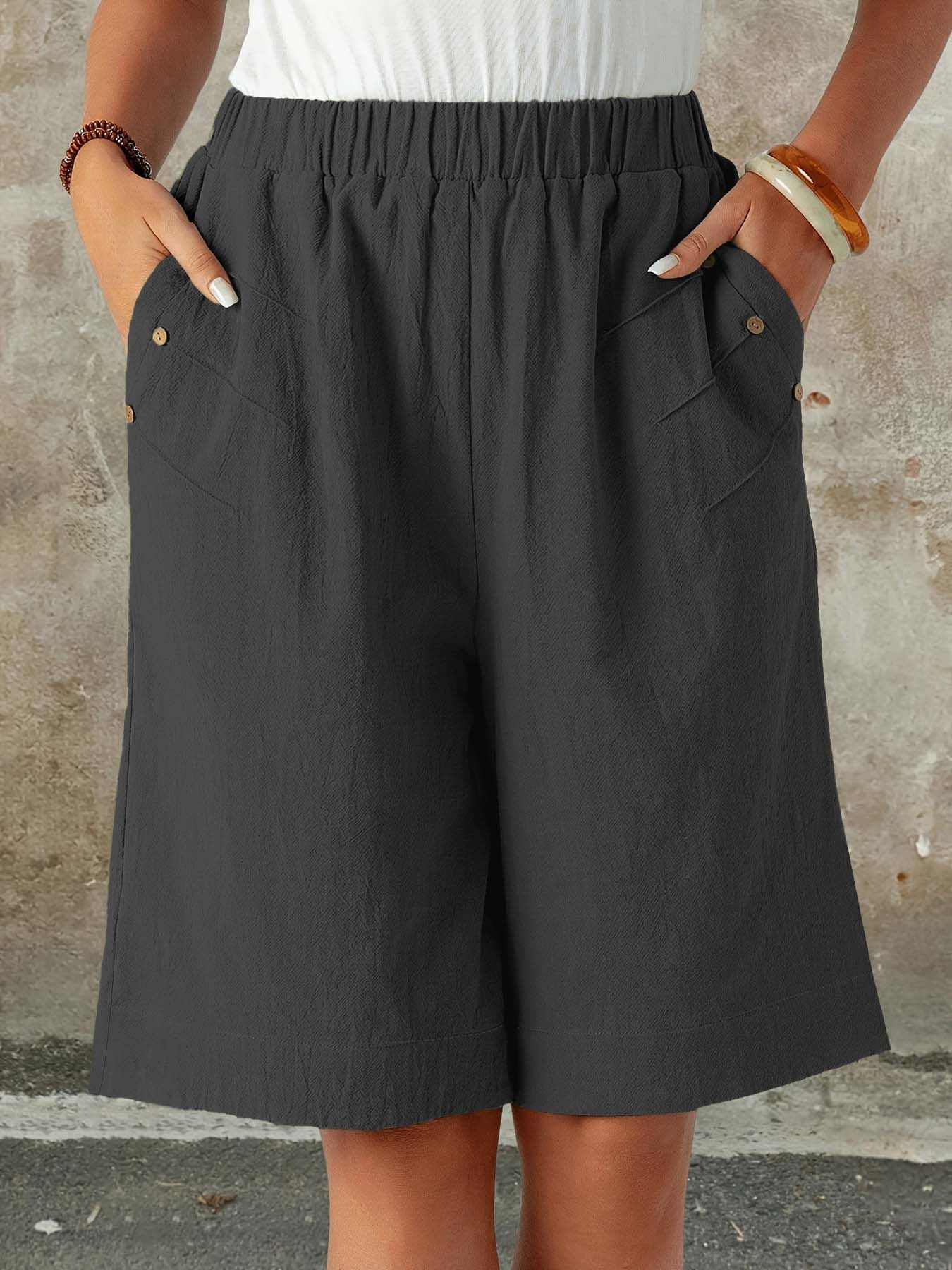 Women's 2025 Summer Shorts - High Waist 5-Inch Casual Lounge Shorts, Solid Color Straight Leg Home & Outdoor Wear