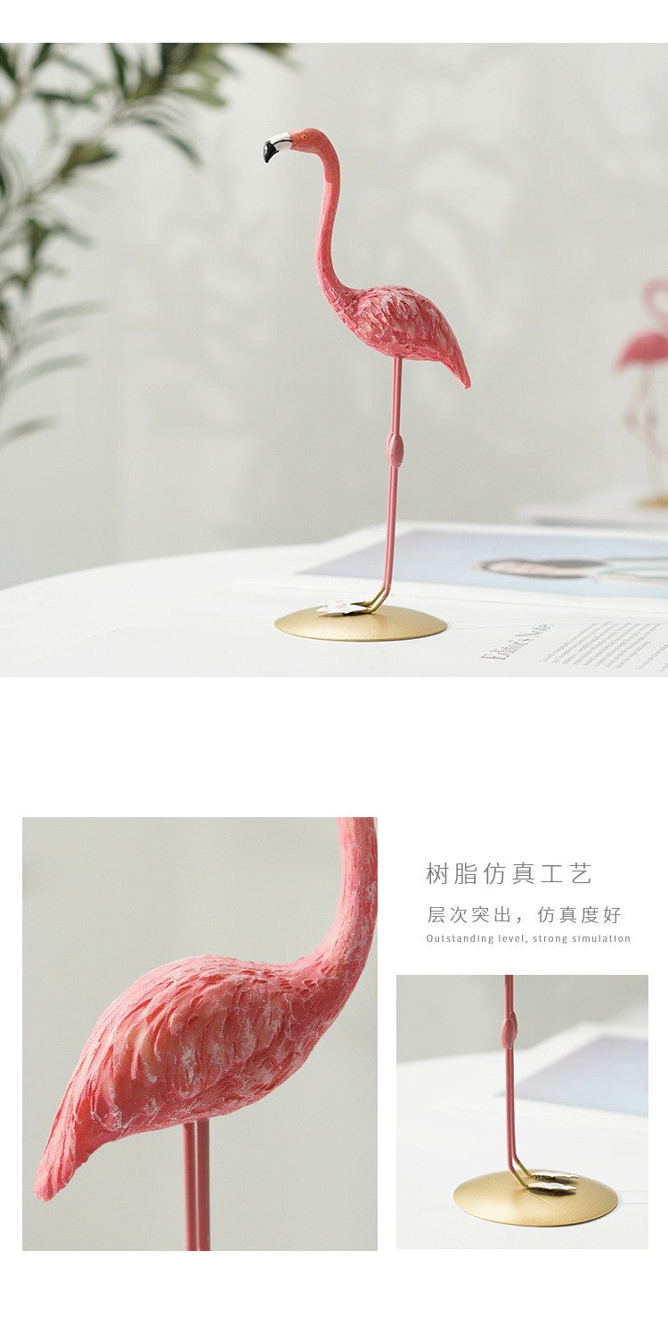 Nordic Home Decor Accessories Creative Resin Flamingo Figurines Pink Sculpture Animal Model Living Room Desktop Ornament Crafts