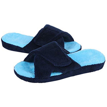 Comwarm Waffle Indoor Cotton Slippers For Women Open Toe Anti-Slip Home Slippers Four Seasons Flats Slippers with Arch Support