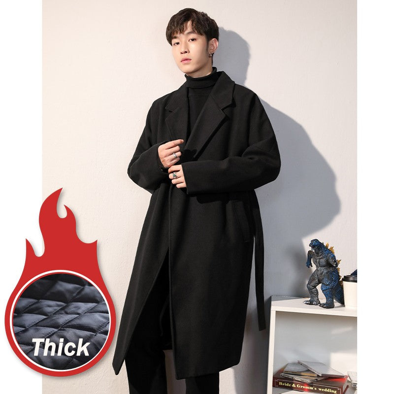Men's Winter luxury Cardigans Trench Male Black Wool Overcoat Coat Black Long Padding Coat Men's Clothes Jac Windbreaker For Men