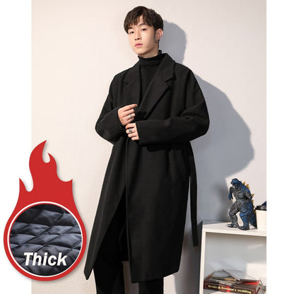 Men's Winter luxury Cardigans Trench Male Black Wool Overcoat Coat Black Long Padding Coat Men's Clothes Jac Windbreaker For Men