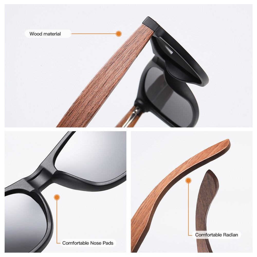 Óculos de Sol GM Ecológicos de Madeira de Nogueira Retrô UV400 Polarizados de Bambu Masculino Moderno Lente Anti-Azul 7061h
