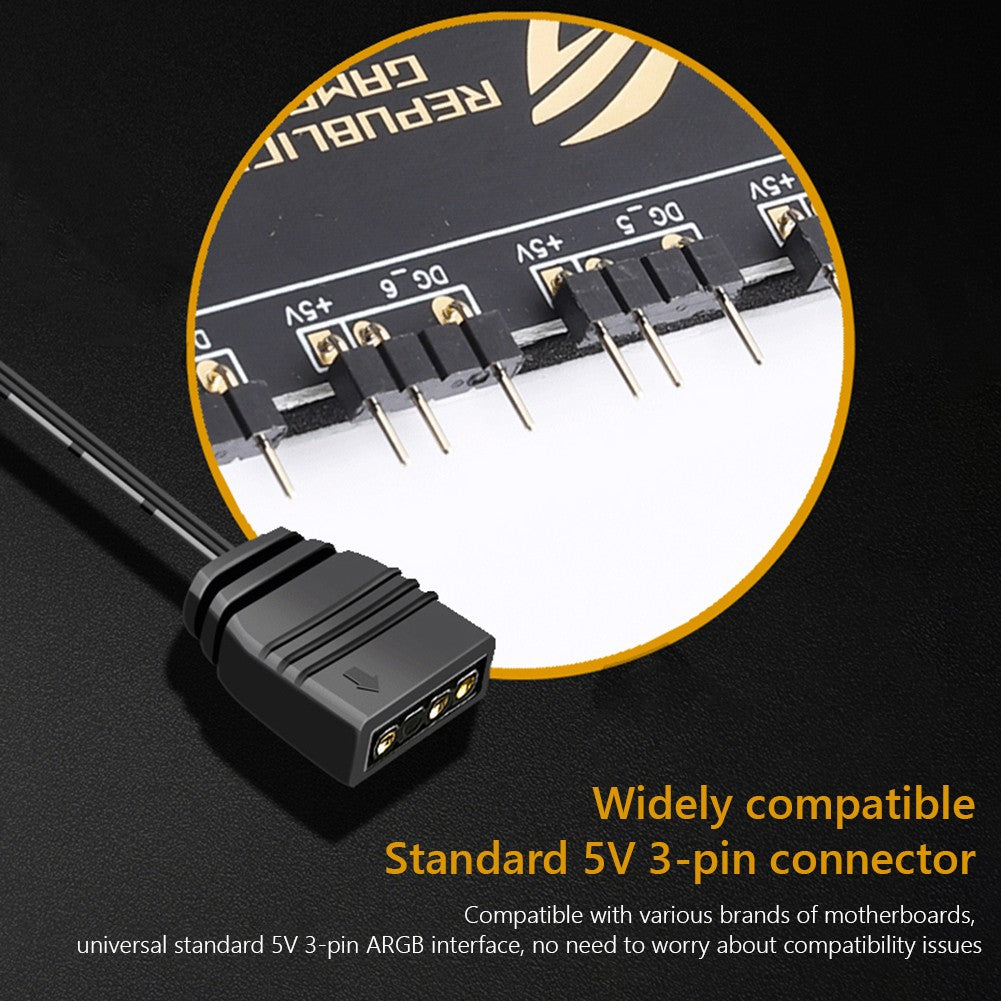 5V/3PIN ARGB Cable Splitter Hub ASUS AURA SYNC RGB Fan Hub Adapter SATA Power Extension Cable Adapter for Computer PC Cooler