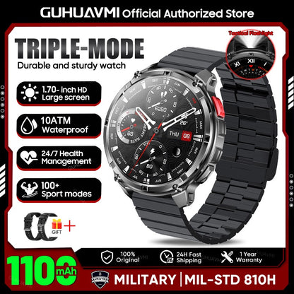 Smartwatch Masculino Novo T-REX3 2026 Bateria de 1100mAh 10ATM À Prova D'Água GPS Chamada Bluetooth 1.7" AMOLED HD Esportes Lanterna Inteligente
