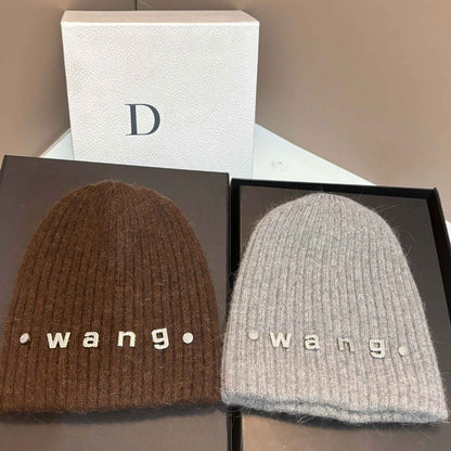 Simple Rabbit Hair Knitted Beanie for Women Outdoor Winter Warm Hat with Ear Flaps Basic Stretchable Skull Cap