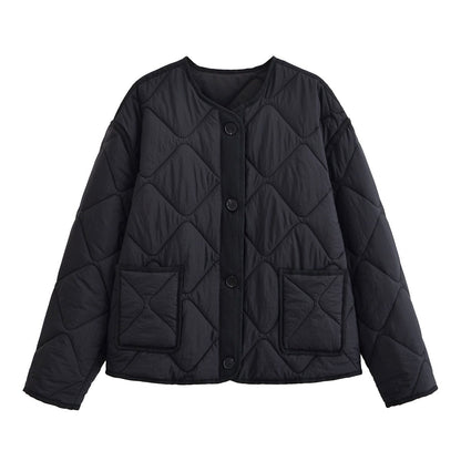 Nlzgmsj Autumn Winter Women's Solid Single-breasted O-Neck Jacket Fashion  Long Sleeve Coat  Street Casual  Short  Jacket