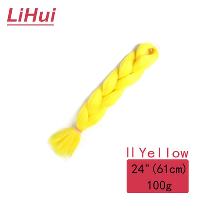 Cabelo Sintético Trança Jumbo 24 Polegadas Ombre Jumbo Extensão de Cabelo para Mulheres Tranças DIY Roxo Rosa Amarelo Cinza Lihu