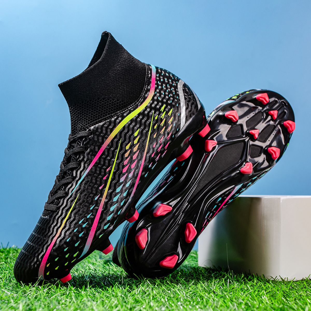 Unisex Soccer Cleats With FG Studs And TF Blades Options For Natural Grass Turf Indoor Superior Traction Anti Slip Grippy Soles