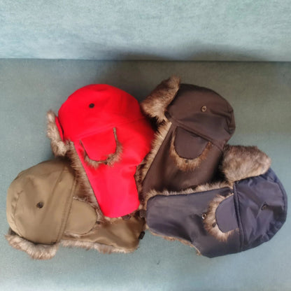 Unisex Warm Mens Women Trapper Cap Aviator Trooper Earflap Winter Flaps Ski Hat New Bomber Hats Russian Ski Hat Faux Fur Hats