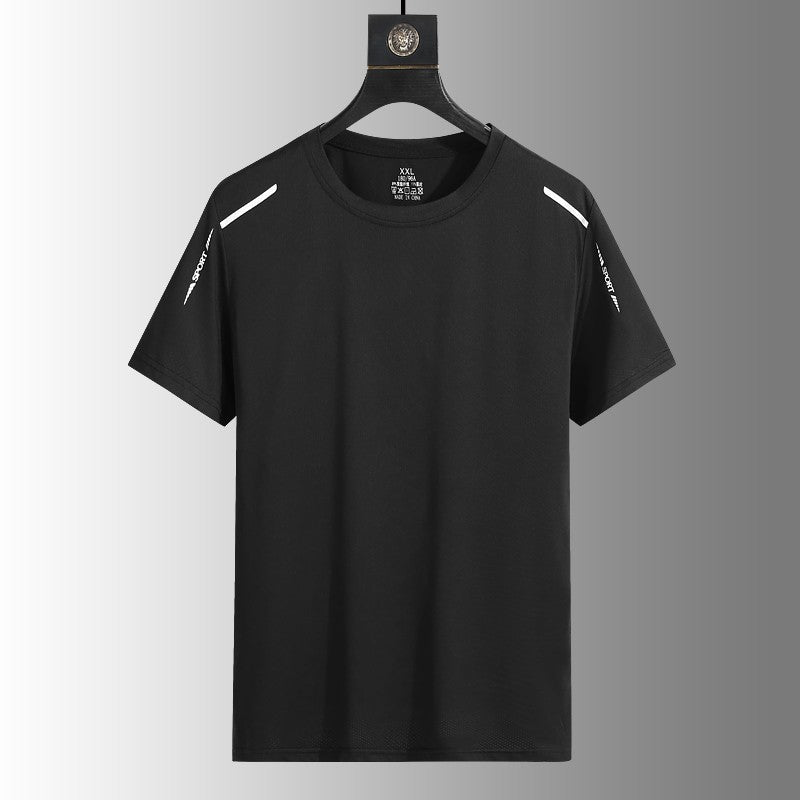 Running T-shirt Reflective Short Sleeve Ice Silk Quick Drying Summer Thin Breathable Fitness Tees Shirt Sportswear Sportsshirt