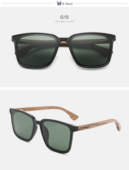 Oi Wood Óculos de Sol Quadrados para Homens e Mulheres Óculos de Madeira Lentes Azuis Polarizadas Óculos Masculinos Óculos de Luxo