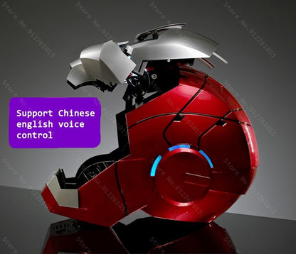 Capacete Homem de Ferro Mk5 Elétrico com Controle de Voz Máscara Vestível 1:1 Abertura e Fechamento Automático Modelo Colecionável Presente para Adultos