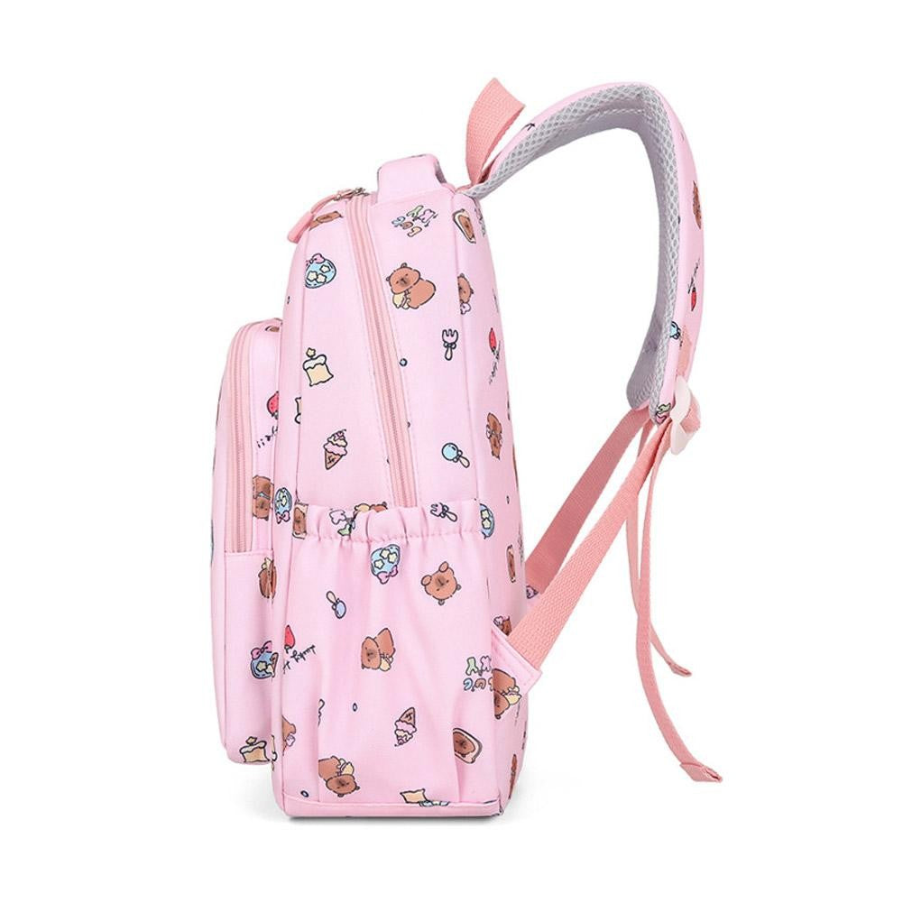 3Pcs/Set Kawaii Capybara Backpack Large Capacity Cartoon Teenager Fashion Nylon Lightweight Rucksack Set