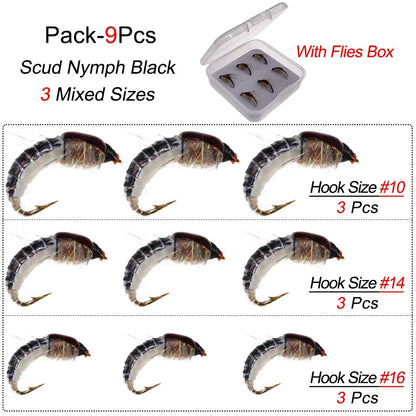 Iscas de Pesca-6/9 Peças/Caixa Ninfa Realista Isca de Camarão para Pesca de Truta Isca Artificial
