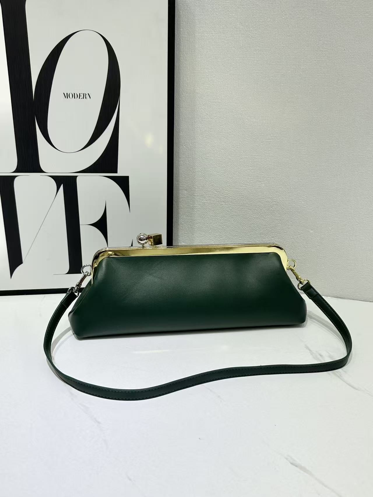 Fashion Long Clutch Bag for Women Luxury Designer Kiss Clip Handbags Luxury Pu Leather Underarm Shoulder Bags Trend Party Purses