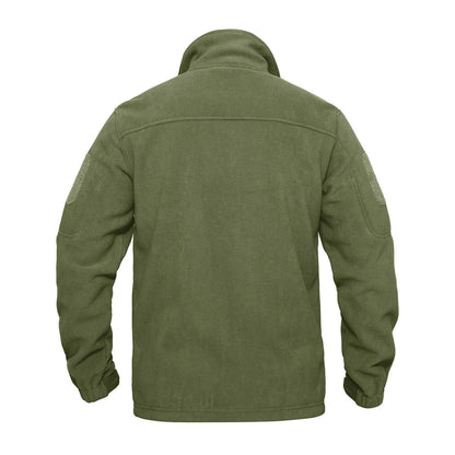 TACVASEN Full Zip Up Green Fleece Jacket Thermal Warm Work Coats Mens Zipper Pockets Jacket Hiking Training Outwear Windbreaker