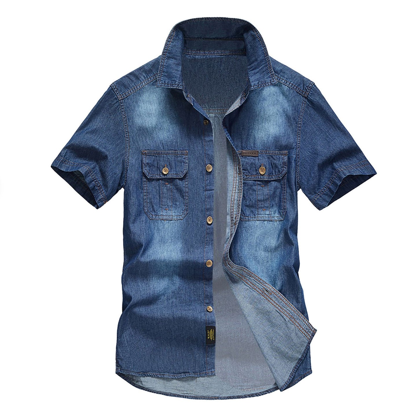 Men Denim Shirts Double Pocket Solid Color Casual Male Cowboy Shirts New Summer Autumn Slim Fit High Quality Shirts For Men