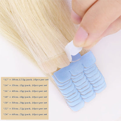 MRSHAIR Mini Extensões de Cabelo com Fita Cabelo Humano Fita Natural em Extensões de Cabelo 3x0.8cm Fita Invisível 10unid/pacote Para Cabelo Lateral