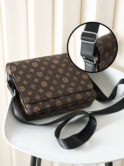 Men's Casual Crossbody Bag - Easy Flap Design, Business Commuter Lightweight Messenger Bag, Travel Large Capacity Shoulder Bag