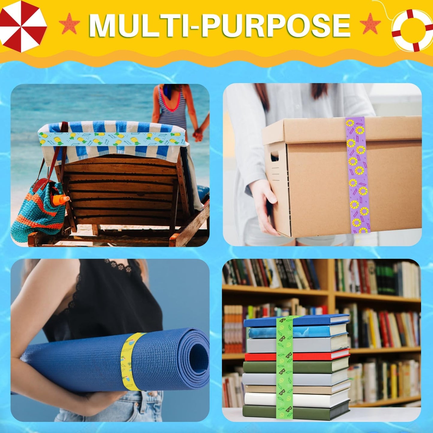 2 Pcs 11.8in Towel Bands for Beach Chairs Wide Windproof Beach Towel Straps  Elastic Bed Sheet Storage Belt Durable Bands Cruise