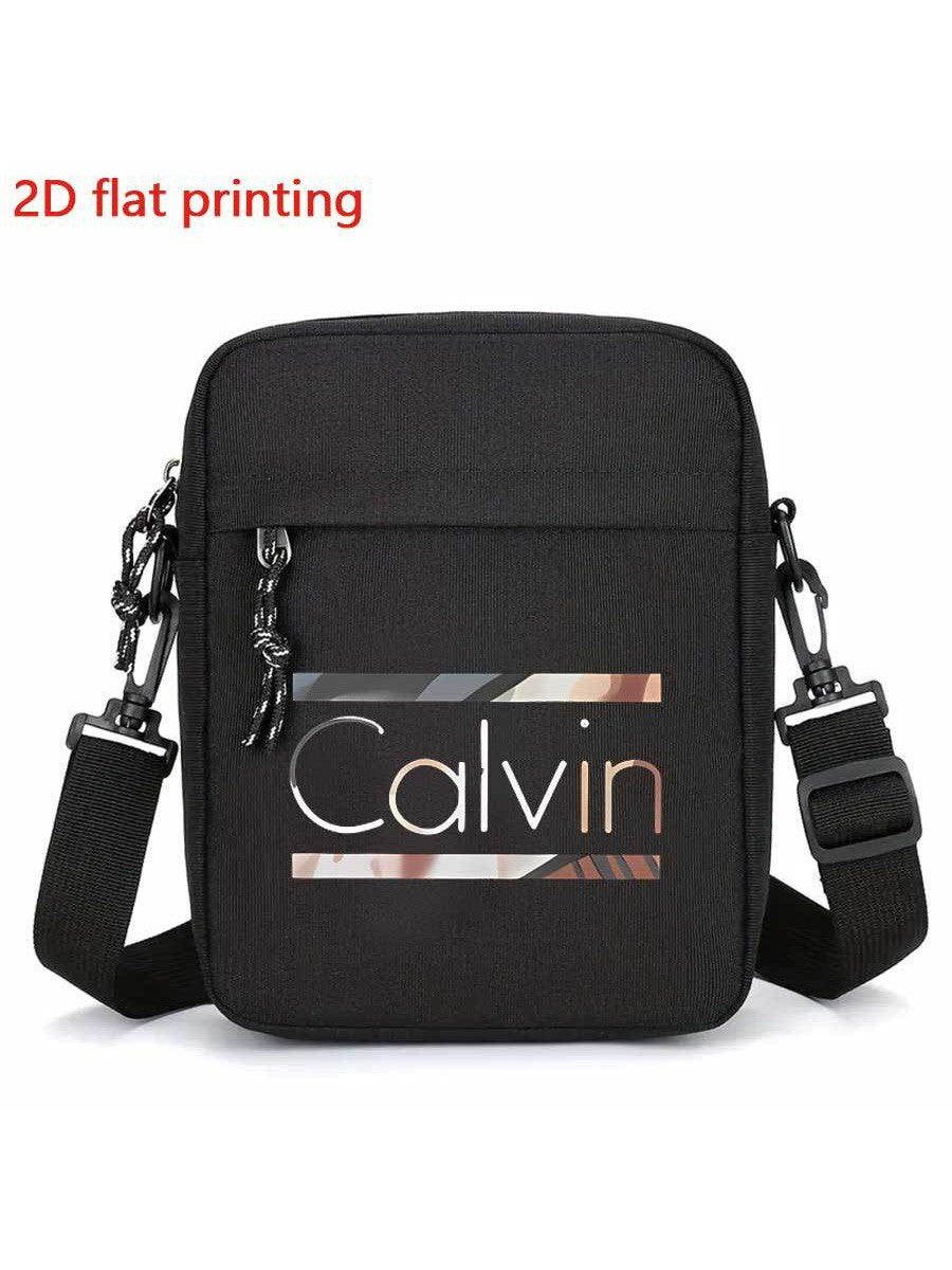 Calvin Men's Oxford Crossbody Bag, Stylish Black Travel Shoulder Bag with Adjustable Strap, Multi-Pocket Design
