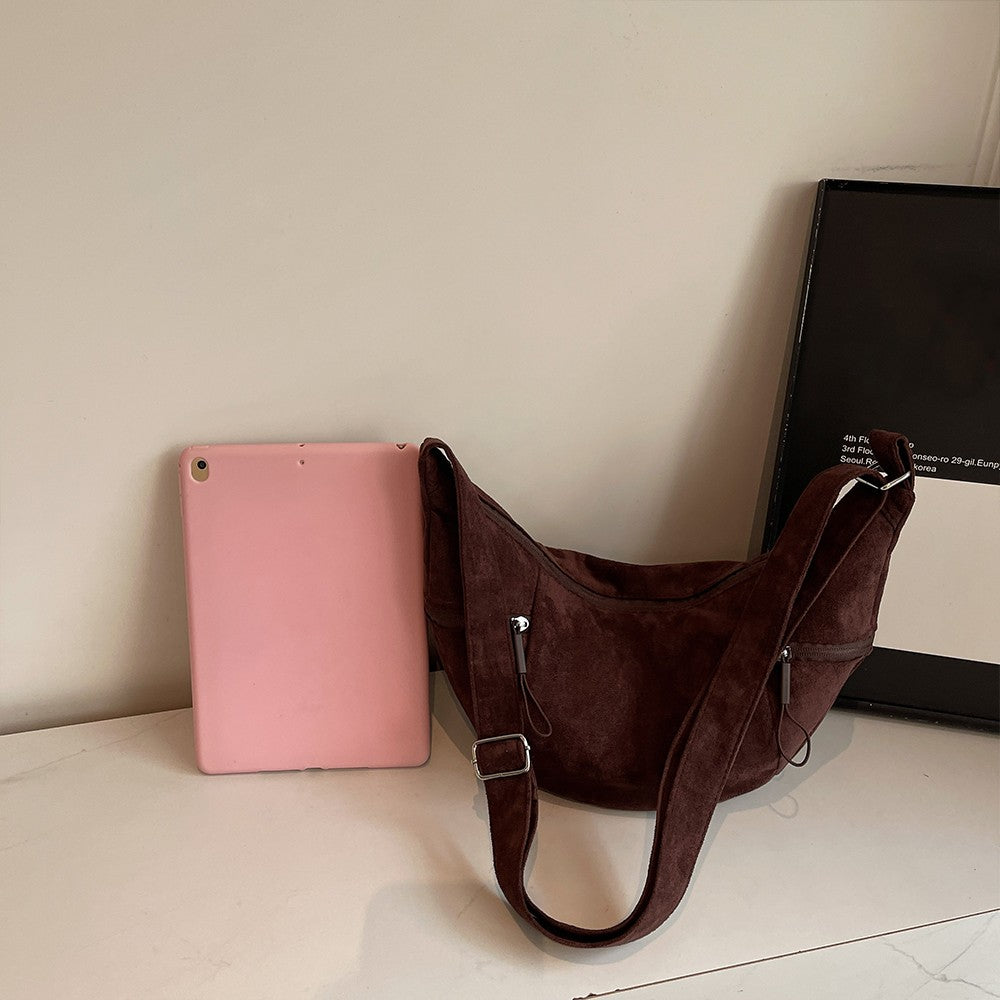 Imitation Suede Bag, New Crossbody Bag, Women's Bag, High-End Feel, Shoulder Bag, Large Capacity Commuting Dumpling Bag