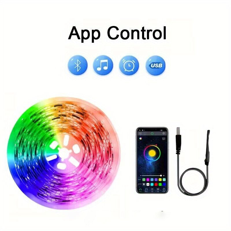 Smart LED Strip Lights 5m-20m Music Sync 5V RGB Led Light with App and Remote Control Christmas Party Room Decoration Lighting