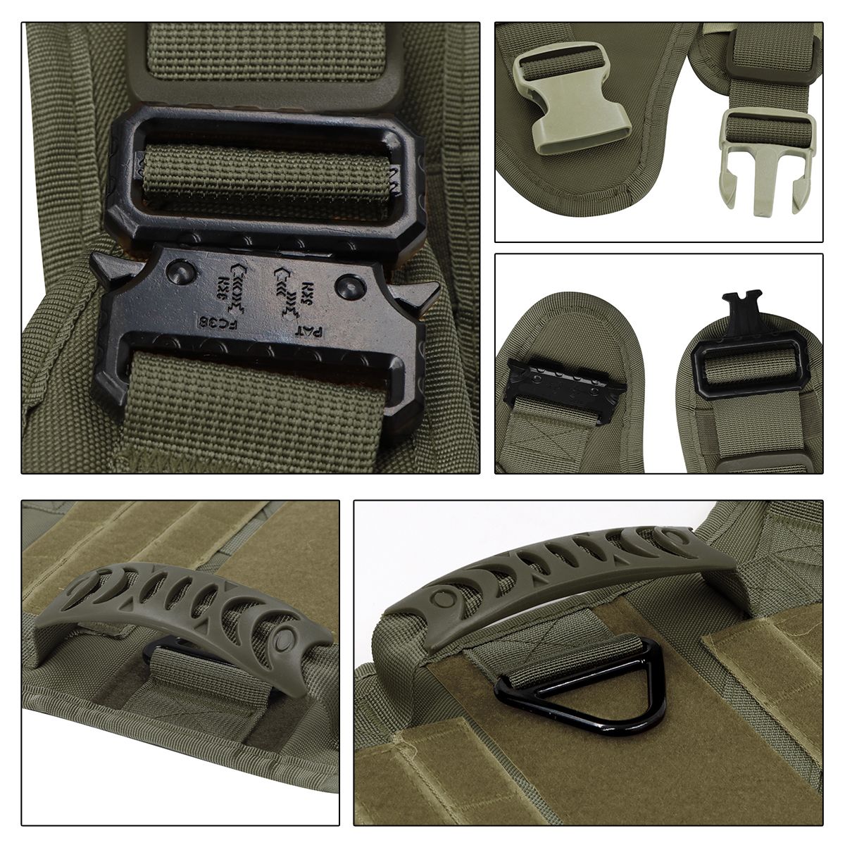Coleira Peitoral Tática para Cães com Alça e Bolsas Molle para Cães de Porte Médio e Grande, Colete Militar de Treinamento para Pets, Coleira Ajustável para Cães de Serviço